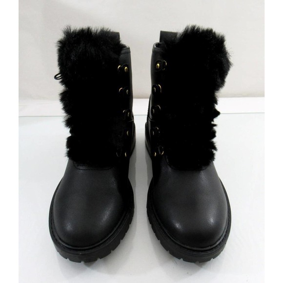 Lauren Ralph Lauren Elliot Waterproof Lace Up Boots Fur Leather Black Size 7 - Picture 5 of 7